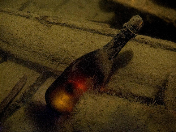 海中捞出的软木封装的香槟